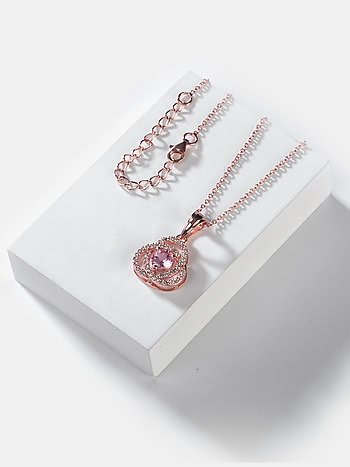 Peony Dew Pendant Necklace in Rose Gold Plated 925 Silver