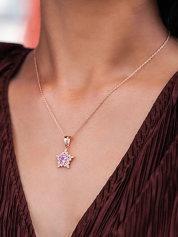 Turquoise Diamond 6 Point Star Necklace - Elisa Solomon Jewelry