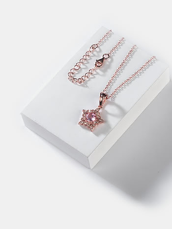 Pink Nebula Star Pendant Necklace in Rose Gold Plated 925 Silver