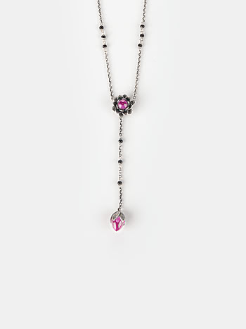 Oxidised Rise Above Stereotypes Black Bead Necklace in 925 Silver