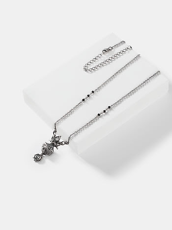 Kalash Black Beads Necklace in 925 Silver