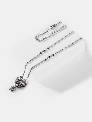 Shehnai Black Beads Necklace in 925 Silver