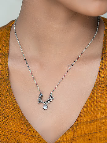 Buy Nagma Black Beads Necklace In 925 