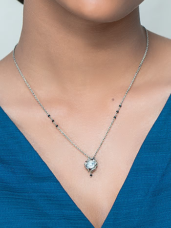 Buy Mogra Black Beads Necklace In 925 