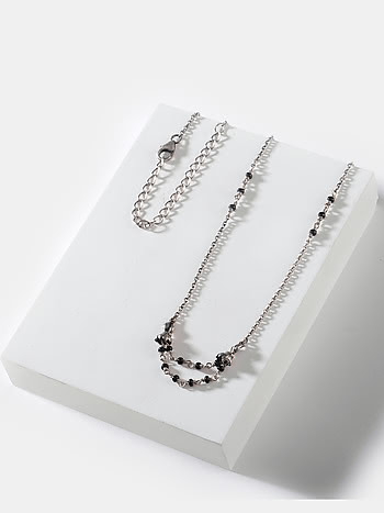 Kusha Black Beads Necklace in 925 Silver
