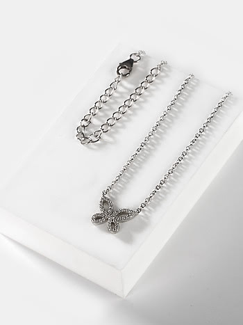 Happier than Ever Butterfly Pendant Necklace in 925 Silver