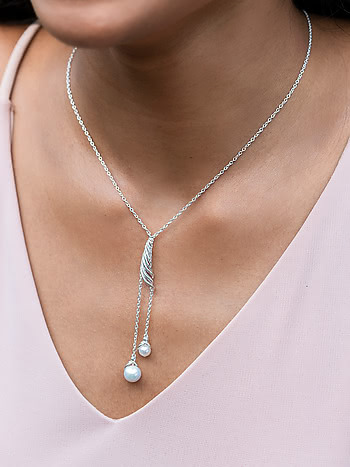 Swirl With Pearls Necklace in 925 Silver