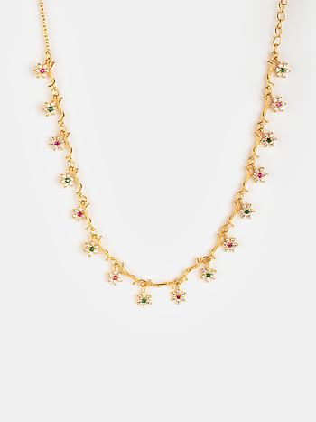 Drops of Nostalgia 7 Stone Choker in Gold Plated 925 Silver