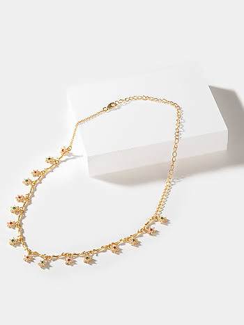Drops of Nostalgia 7 Stone Choker in Gold Plated 925 Silver