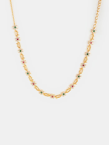 Link of Love 7 Stone Choker in Gold Plated 925 Silver