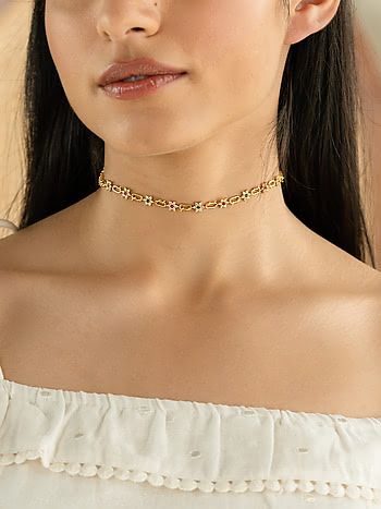 Buy OOMPH Gold & White Crystal Party Choker Necklace Online At Best Price @  Tata CLiQ