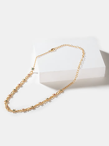 Link of Love 7 Stone Choker in Gold Plated 925 Silver