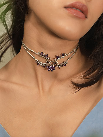 Oxidised Rebutia Bloom Necklace in 925 Silver