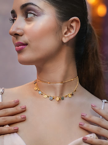 Sparkle in the Air Confetti Necklace in Dual Plated 925 Silver