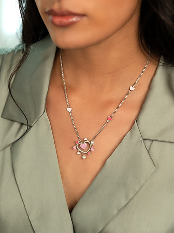 For the Love of New Adventures Heart Necklace in Oxidized 925 Silver