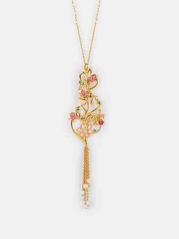 Nakhrewali Aunty Pendant Necklace in Gold Plated 925 Silver