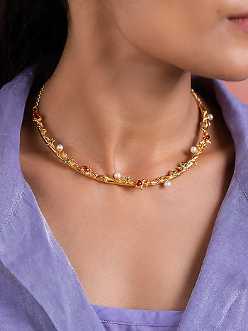 Dramatic Daadi Necklace in Gold Plated 925 Silver