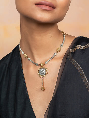 Jodi Coin Pendant Necklace in Dual Plated 925 Silver