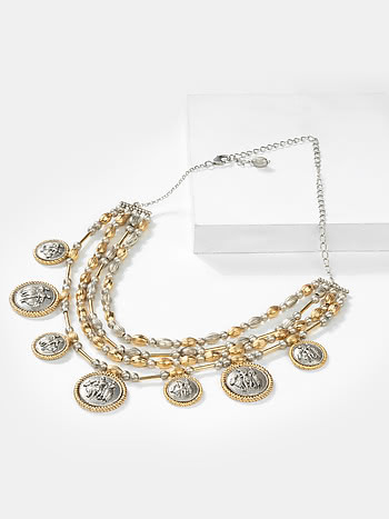 Snehitaru Coin Necklace in Dual Plated 925 Silver