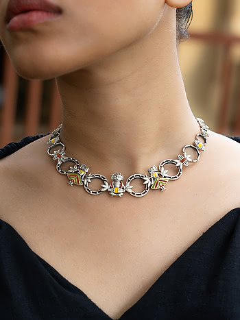 Baadak o Nartaki Necklace in Oxidised 925 Silver