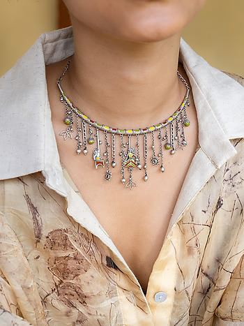 Ashwa o Naari Necklace in Oxidised 925 Silver
