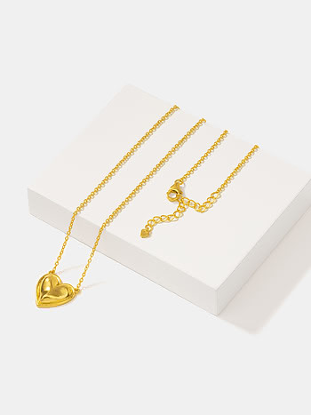 You and Your Clumsy Spills Heart Pendant Necklace in Gold Plated 925 Silver