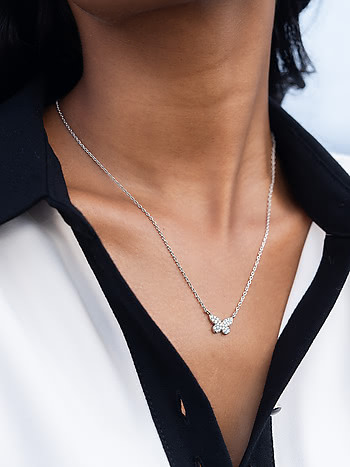 Fluttering Wings Butterfly Necklace in Rhodium Plated 925 Silver