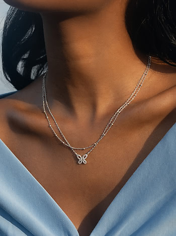 Fly on Butterfly Necklace in Rhodium Plated 925 Silver