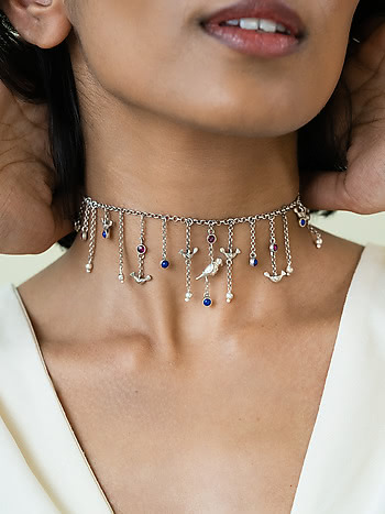 Sudo Motif Choker Necklace in Oxidised 925 Silver