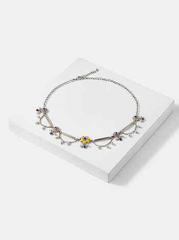 Buta Style Choker Necklace in Oxidised 925 Silver