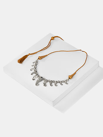 Lukka Chuppi Necklace in 925 Oxidised Silver