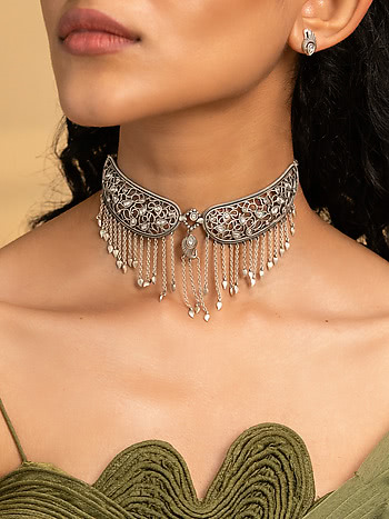Dhoom Dhaam Necklace in 925 Oxidised Silver