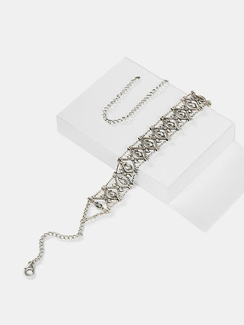 Chamak Dhamak Necklace in 925 Oxidised Silver