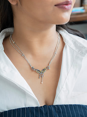 Winged Key Necklace in 925 Silver