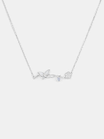 Mariposa Butterfly and Flower 925 Silver Necklace