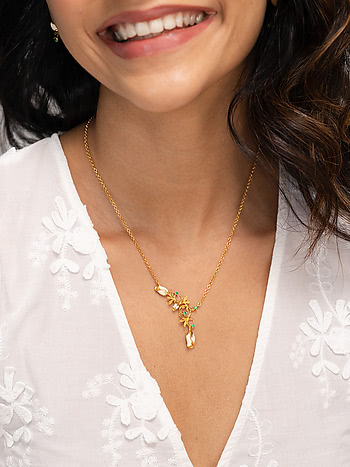 Sevti Rose Necklace Crafted in Gold Plated 925 Silver