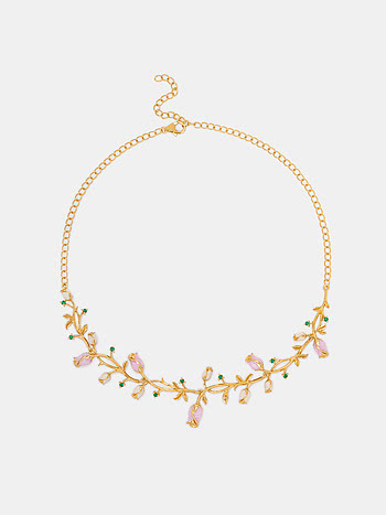 Gulab Rose Necklace Crafted in Gold Plated 925 Silver
