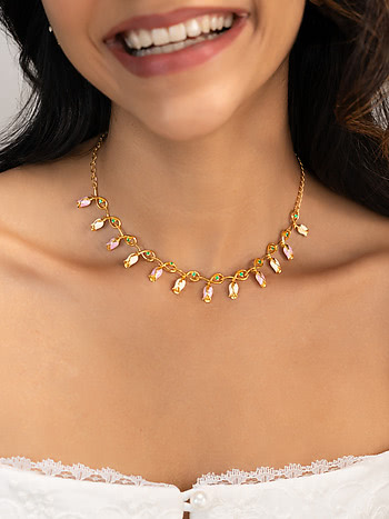 Nasrin Rose Necklace Crafted in Gold Plated 925 Silver
