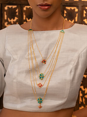 Sath Lada Necklace In Gold Plated 925 Silver