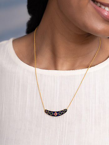 Jharokha Necklace In Gold Plated 925 Silver