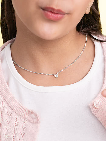925 Silver Fly on Butterfly Kids Necklace