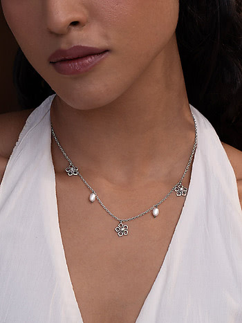 Rosalind F Necklace in 925 Oxidised Silver