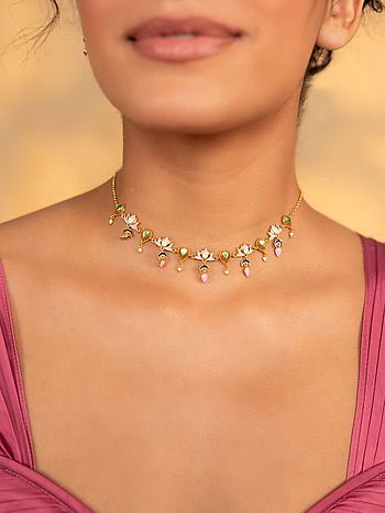 Sanjhi Blossom Necklace in Gold Plated 925 Silver