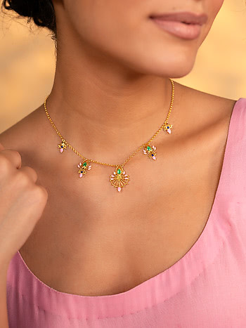 Varnika Collar Necklace in Gold Plated 925 Silver