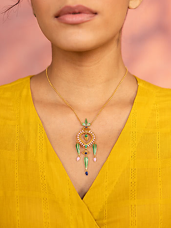 Mukut Tarang Necklace in Gold Plated 925 Silver