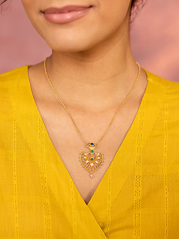 Mukut Jhumar Necklace in Gold Plated 925 Silver
