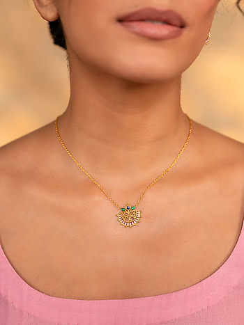 Vastrakala Pendant Necklace in Gold Plated 925 Silver