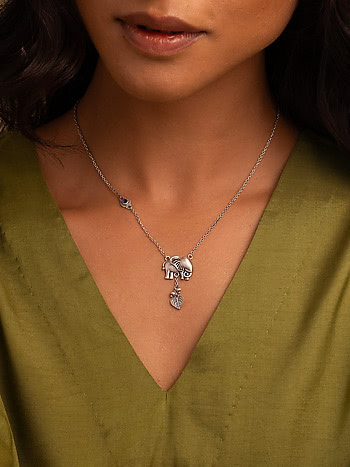 Guided By Wisdom Elephant Necklace in 925 Silver