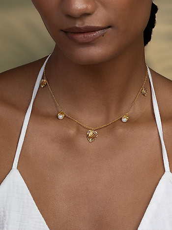 Lush Leaf Necklace in Gold Plated 925 Silver