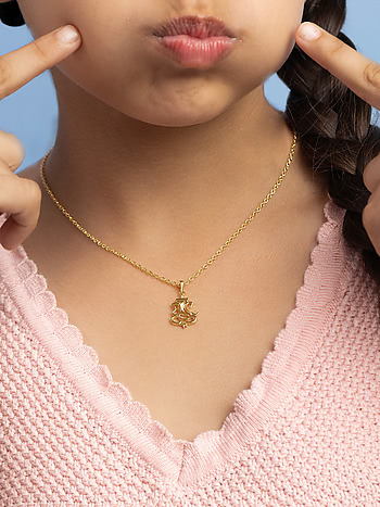 Shree Ganesha Necklace in Gold Plated 925 Silver For Kids